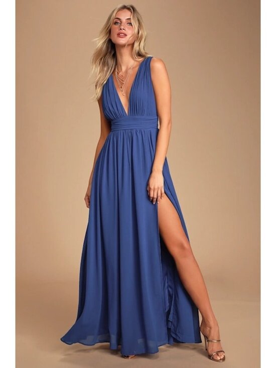 Lulus Dresses & Skirts - Lulus Maxi Dress Size Medium Heavenly Hues Royal Blue V Neck Fully lined